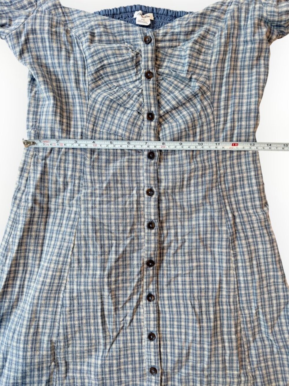 Kimchi Blue Urban Outfitters Blue Plaid Puff Sleeve Dress M - Picture 3 of 6